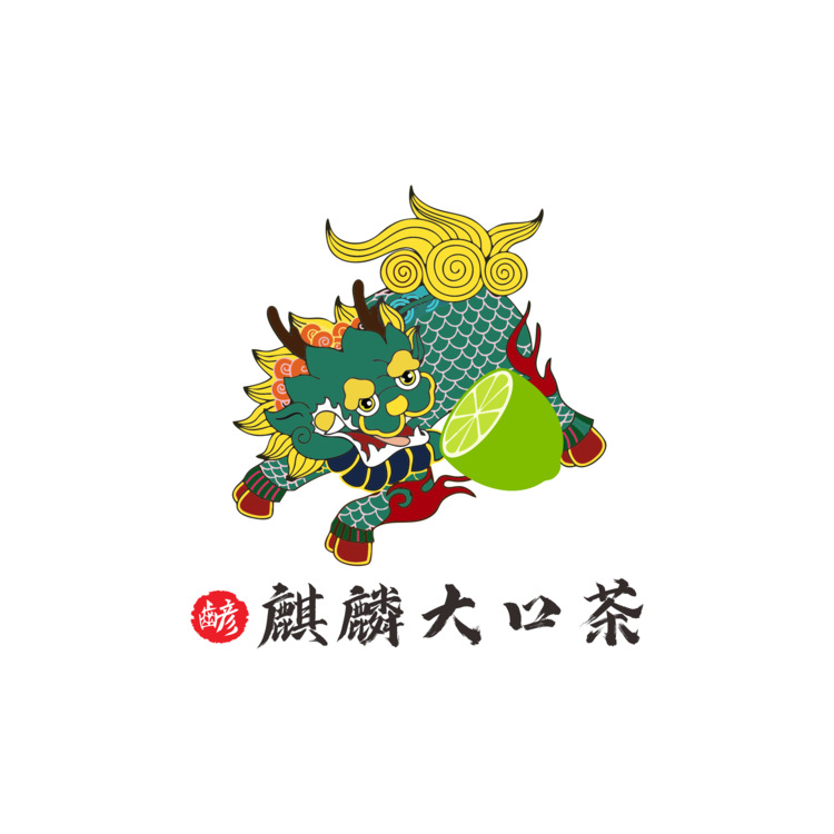 麒麟大口茶卡通logo